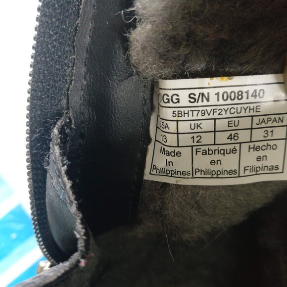 UGG Leather & Suede mouton Sheepskin Shearling Waterproof Snow Winter boot 13us - Picture 3 of 8